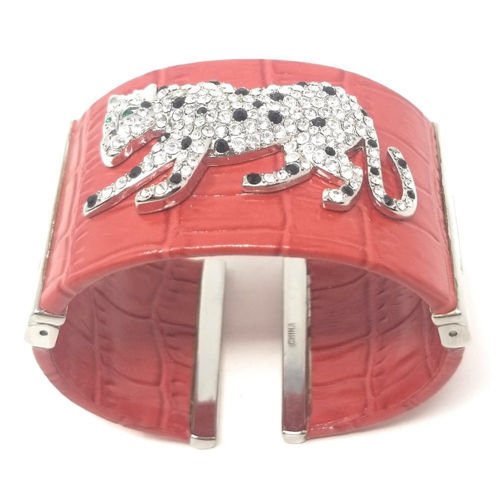 Women's Designer Leather Red Wrist Cuff Bracelet